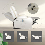 Darrahopens Furniture > Bar Stools & Chairs > Arm Chairs & Recliners 8-Point Electric Massage Recliner Chair - PU Leather Lounge Sofa Armchair CELINA CREAM
