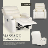 Darrahopens Furniture > Bar Stools & Chairs > Arm Chairs & Recliners 8-Point Electric Massage Recliner Chair - PU Leather Lounge Sofa Armchair CELINA CREAM