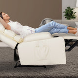 Darrahopens Furniture > Bar Stools & Chairs > Arm Chairs & Recliners 8-Point Electric Massage Recliner Chair - PU Leather Lounge Sofa Armchair CELINA CREAM