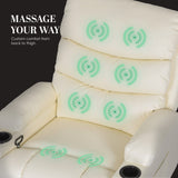 Darrahopens Furniture > Bar Stools & Chairs > Arm Chairs & Recliners 8-Point Electric Massage Recliner Chair - PU Leather Lounge Sofa Armchair CELINA CREAM