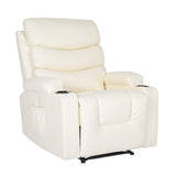 Darrahopens Furniture > Bar Stools & Chairs > Arm Chairs & Recliners 8-Point Electric Massage Recliner Chair - PU Leather Lounge Sofa Armchair CELINA CREAM
