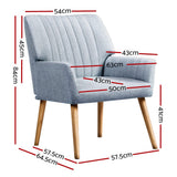 Darrahopens Furniture > Bar Stools & Chairs > Arm Chairs & Recliners Artiss 2X Armchair Fabric Blue Grey