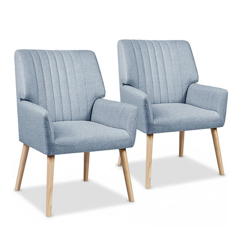 Darrahopens Furniture > Bar Stools & Chairs > Arm Chairs & Recliners Artiss 2X Armchair Fabric Blue Grey