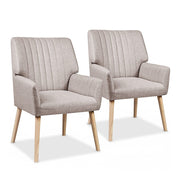 Darrahopens Furniture > Bar Stools & Chairs > Arm Chairs & Recliners Artiss 2X Armchair Faux Fabric Beige