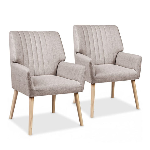 Darrahopens Furniture > Bar Stools & Chairs > Arm Chairs & Recliners Artiss 2X Armchair Faux Fabric Beige