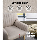 Darrahopens Furniture > Bar Stools & Chairs > Arm Chairs & Recliners Artiss 2X Armchair Faux Fabric Beige