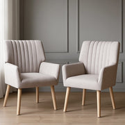 Darrahopens Furniture > Bar Stools & Chairs > Arm Chairs & Recliners Artiss 2X Armchair Faux Fabric Beige