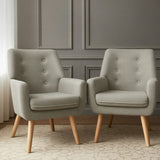 Darrahopens Furniture > Bar Stools & Chairs > Arm Chairs & Recliners Artiss 2X Armchair Lounge Chair Accent Tub Chair Beige ANNE