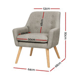 Darrahopens Furniture > Bar Stools & Chairs > Arm Chairs & Recliners Artiss 2X Armchair Lounge Chair Accent Tub Chair Beige ANNE