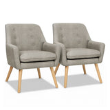 Darrahopens Furniture > Bar Stools & Chairs > Arm Chairs & Recliners Artiss 2X Armchair Lounge Chair Accent Tub Chair Beige ANNE