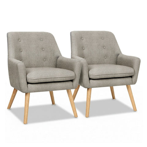 Darrahopens Furniture > Bar Stools & Chairs > Arm Chairs & Recliners Artiss 2X Armchair Lounge Chair Accent Tub Chair Beige ANNE