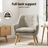Darrahopens Furniture > Bar Stools & Chairs > Arm Chairs & Recliners Artiss 2X Armchair Lounge Chair Accent Tub Chair Beige ANNE