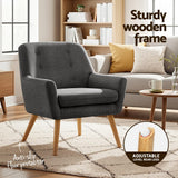 Darrahopens Furniture > Bar Stools & Chairs > Arm Chairs & Recliners Artiss 2X Armchair Lounge Chair Accent Tub Chair Charcoal ANNE