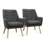 Darrahopens Furniture > Bar Stools & Chairs > Arm Chairs & Recliners Artiss 2X Armchair Lounge Chair Accent Tub Chair Charcoal ANNE
