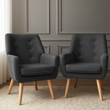 Darrahopens Furniture > Bar Stools & Chairs > Arm Chairs & Recliners Artiss 2X Armchair Lounge Chair Accent Tub Chair Charcoal ANNE