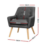 Darrahopens Furniture > Bar Stools & Chairs > Arm Chairs & Recliners Artiss 2X Armchair Lounge Chair Accent Tub Chair Charcoal ANNE