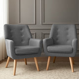 Darrahopens Furniture > Bar Stools & Chairs > Arm Chairs & Recliners Artiss 2X Armchair Lounge Chair Accent Tub Chair Grey ANNE