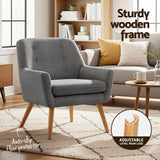 Darrahopens Furniture > Bar Stools & Chairs > Arm Chairs & Recliners Artiss 2X Armchair Lounge Chair Accent Tub Chair Grey ANNE