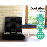 Darrahopens Furniture > Bar Stools & Chairs > Arm Chairs & Recliners Artiss 2X Lounge Sofa Bed Flannel Fabric Black