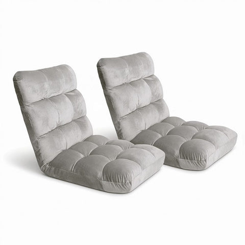 Darrahopens Furniture > Bar Stools & Chairs > Arm Chairs & Recliners Artiss 2X Lounge Sofa Bed Flannel Fabric Grey