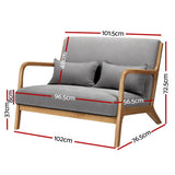 Darrahopens Furniture > Bar Stools & Chairs > Arm Chairs & Recliners Artiss Armchair 2-seater Loveseat Fabric Grey