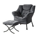 Darrahopens Furniture > Bar Stools & Chairs > Arm Chairs & Recliners Artiss Armchair Accent Chair Ottoman Lounge Footrest Velvet Grey