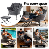 Darrahopens Furniture > Bar Stools & Chairs > Arm Chairs & Recliners Artiss Armchair Accent Chair Ottoman Lounge Footrest Velvet Grey