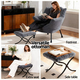 Darrahopens Furniture > Bar Stools & Chairs > Arm Chairs & Recliners Artiss Armchair Accent Chair Ottoman Lounge Footrest Velvet Grey