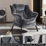 Darrahopens Furniture > Bar Stools & Chairs > Arm Chairs & Recliners Artiss Armchair Accent Chair Ottoman Lounge Footrest Velvet Grey