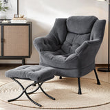 Darrahopens Furniture > Bar Stools & Chairs > Arm Chairs & Recliners Artiss Armchair Accent Chair Ottoman Lounge Footrest Velvet Grey