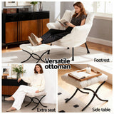 Darrahopens Furniture > Bar Stools & Chairs > Arm Chairs & Recliners Artiss Armchair Accent Chair Ottoman Lounge Footrest Velvet White