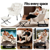 Darrahopens Furniture > Bar Stools & Chairs > Arm Chairs & Recliners Artiss Armchair Accent Chair Ottoman Lounge Footrest Velvet White