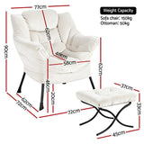 Darrahopens Furniture > Bar Stools & Chairs > Arm Chairs & Recliners Artiss Armchair Accent Chair Ottoman Lounge Footrest Velvet White