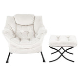 Darrahopens Furniture > Bar Stools & Chairs > Arm Chairs & Recliners Artiss Armchair Accent Chair Ottoman Lounge Footrest Velvet White