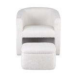 Darrahopens Furniture > Bar Stools & Chairs > Arm Chairs & Recliners Artiss Armchair Accent Chair w/Ottoman Lounge Footrest Storage Boucle White