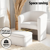 Darrahopens Furniture > Bar Stools & Chairs > Arm Chairs & Recliners Artiss Armchair Accent Chair w/Ottoman Lounge Footrest Storage Boucle White