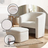 Darrahopens Furniture > Bar Stools & Chairs > Arm Chairs & Recliners Artiss Armchair Accent Chair w/Ottoman Lounge Footrest Storage Boucle White