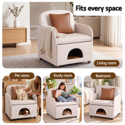 Darrahopens Furniture > Bar Stools & Chairs > Arm Chairs & Recliners Artiss Armchair PU Leather Pet Accent Lounge Chair Cushion Beige In Australia - Darrahopens