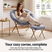 Darrahopens Furniture > Bar Stools & Chairs > Arm Chairs & Recliners Artiss Comfy Saucer Chair Soft Faux Fur Foldable Accent Chair with Ottoman Grey In Australia - Darrahopens