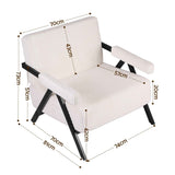 Darrahopens Furniture > Bar Stools & Chairs > Arm Chairs & Recliners Artiss Compressed Armchair White Corduroy Accent Chair for Small Space In Australia - Darrahopens