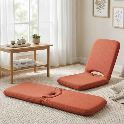 Darrahopens Furniture > Bar Stools & Chairs > Arm Chairs & Recliners Artiss Floor Chair 5 Position Adjustable Orange Lazy Sofa for Living Room Bedroom In Australia - Darrahopens