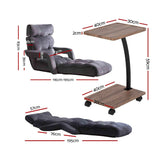 Darrahopens Furniture > Bar Stools & Chairs > Arm Chairs & Recliners Artiss Floor Lounge & Coffee Table Set, Adjustable Recliner End Table w/ Wheels
