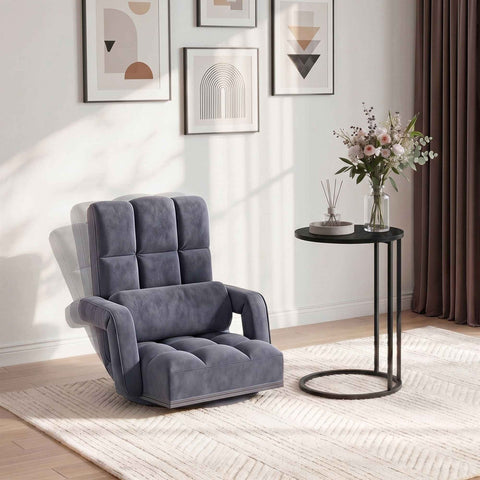 Darrahopens Furniture > Bar Stools & Chairs > Arm Chairs & Recliners Artiss Floor Sofa Chair & Coffee Table Set, Swivel Lounge Recliner Side Tables