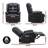 Darrahopens Furniture > Bar Stools & Chairs > Arm Chairs & Recliners Artiss Manual Recliner Chair Leather Reclining Sofa with 16color Led Black