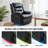 Darrahopens Furniture > Bar Stools & Chairs > Arm Chairs & Recliners Artiss Manual Recliner Chair Leather Reclining Sofa with 16color Led Black