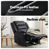 Darrahopens Furniture > Bar Stools & Chairs > Arm Chairs & Recliners Artiss Manual Recliner Chair Leather Reclining Sofa with 16color Led Black