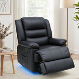Darrahopens Furniture > Bar Stools & Chairs > Arm Chairs & Recliners Artiss Manual Recliner Chair Leather Reclining Sofa with 16color Led Black
