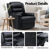 Darrahopens Furniture > Bar Stools & Chairs > Arm Chairs & Recliners Artiss Manual Recliner Chair Leather Reclining Sofa with 16color Led Black