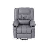 Darrahopens Furniture > Bar Stools & Chairs > Arm Chairs & Recliners Artiss Power Lift Recliner Chair with Massage and Heat for Elderly, Electric Sofa Reclining Chair with USB and Phone Holder, PU Leather Comfy Armchair for Living Room, 2 Cup Holder & 4 Pockets, Grey