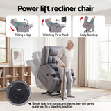 Darrahopens Furniture > Bar Stools & Chairs > Arm Chairs & Recliners Artiss Power Lift Recliner Chair with Massage and Heat for Elderly, Electric Sofa Reclining Chair with USB and Phone Holder, PU Leather Comfy Armchair for Living Room, 2 Cup Holder & 4 Pockets, Grey